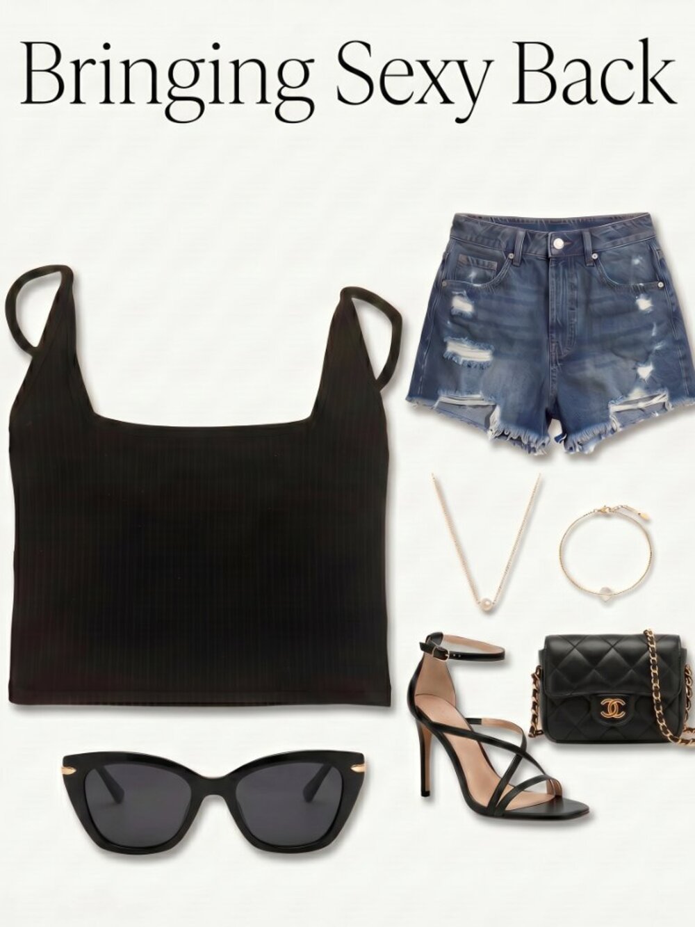 Black Ribbed Square Neck Crop Tank